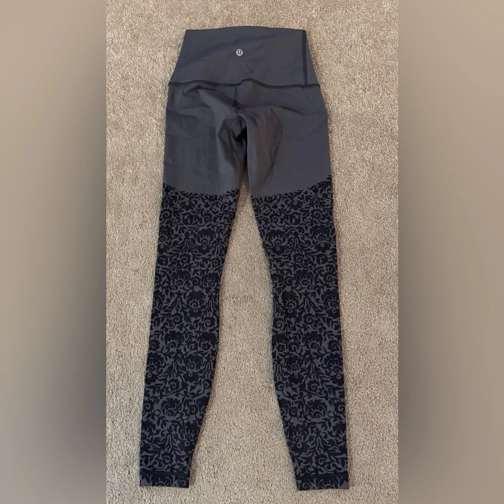 Lululemon Wunder Under Pant Engineered Print Nulux Dark Carbon Black Sz 4